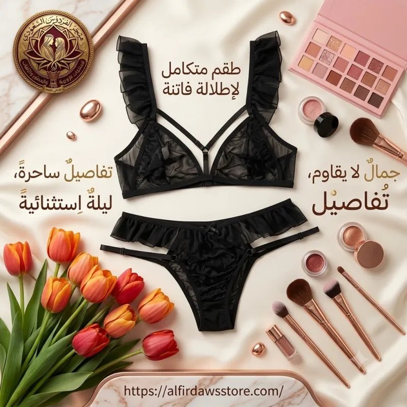 طقم لانجري مثير لون اسود | متجر الفردوس